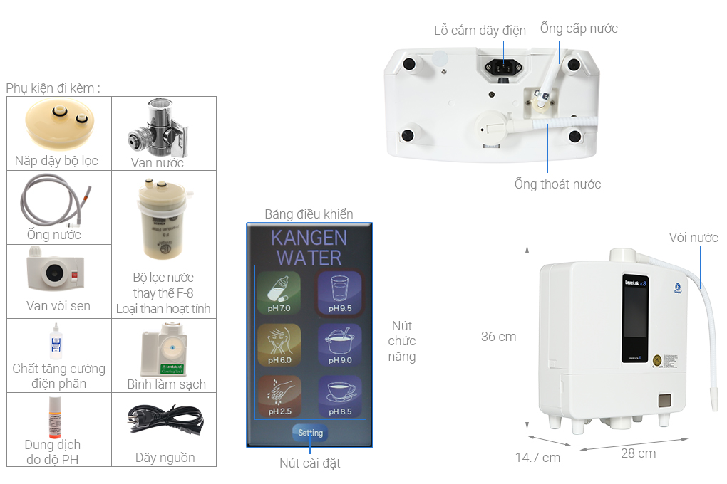 Máy lọc nước ion kiềm Kangen LeveLuk K8 8 tấm điện cực